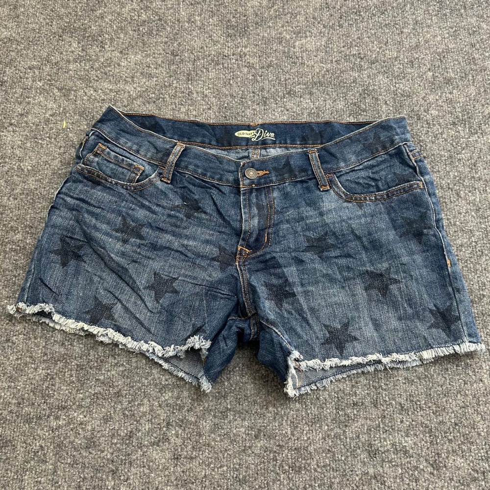 Old Navy Shorts Womens Size 10 Star Print Denim Cutoff Frayed Hem Diva Low Rise